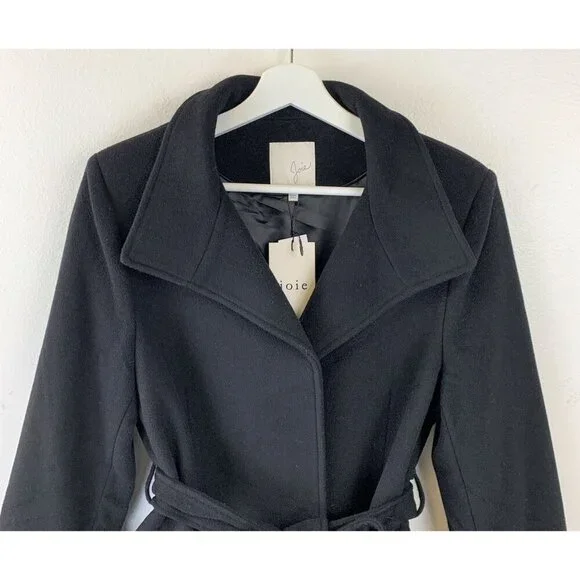 NWT Joie Hesperina Faux Fur Cuff Wool Blend Coat Size S